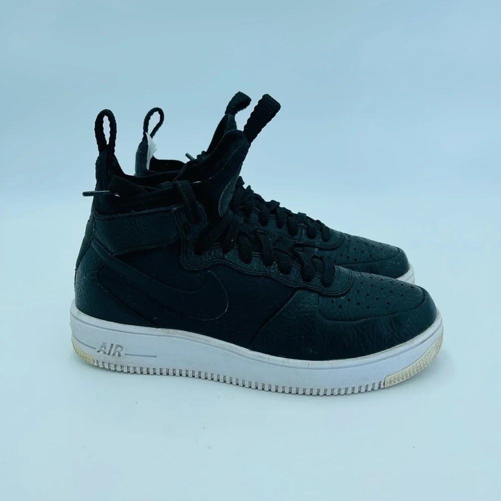 Nike Air Force 1 Leather Black Sneakers High stop 6